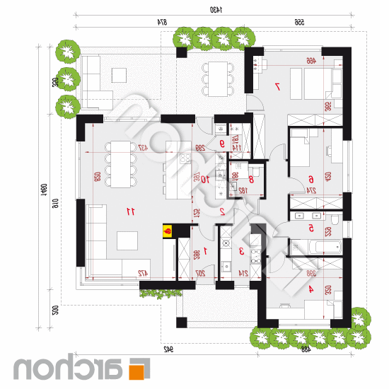 Dom w paryżankach 2 (E) | rzut parteru