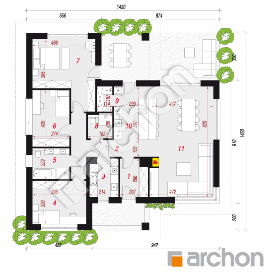 Dom w paryżankach 2 (E) | rzut parteru