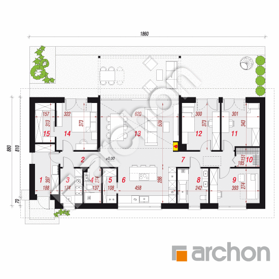 Dom w modrzewiach 7 (E) | rzut parteru