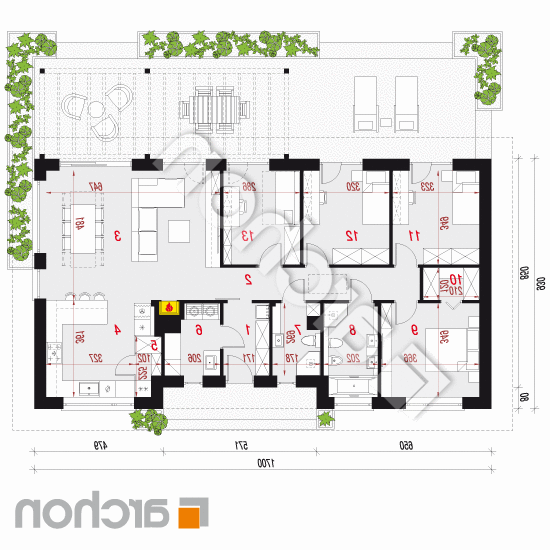 Dom w kosaćcach 50 | rzut parteru