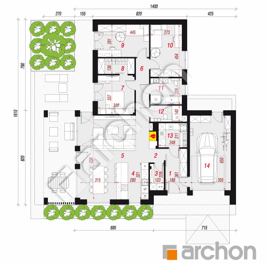 Dom w pysznogłówkach (GE) | rzut parteru