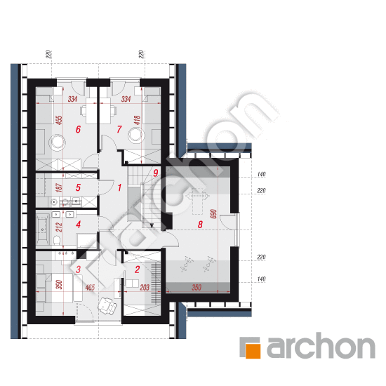 Dom w ignamach (GE) | rzut poddasza