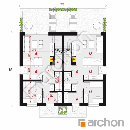 Dom w tunbergiach (R2) ver.2 | rzut parteru