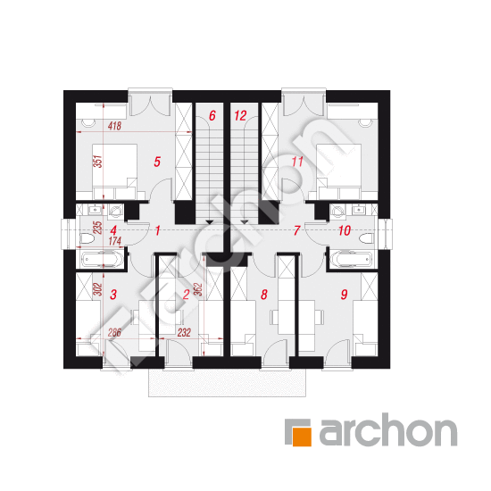 Dom w tunbergiach (R2) ver.2 | rzut poddasza