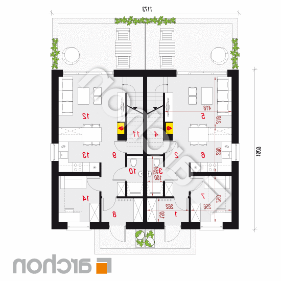 Dom w tunbergiach (R2) ver.2 | rzut parteru