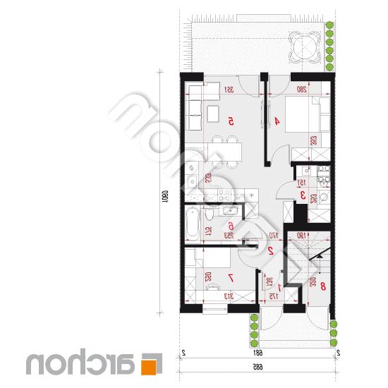 Dom w bratkach 19 (R2SE) ver.2 | rzut parteru
