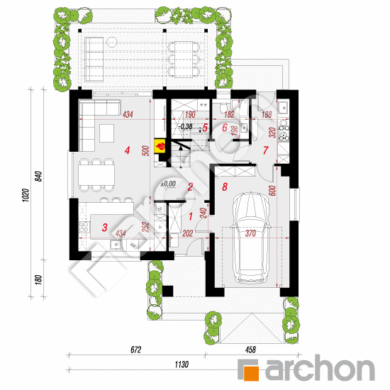 Dom w lucernie 19 (GE) | rzut parteru