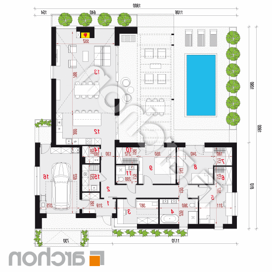 Dom w dracenach 5 (GE) | rzut parteru
