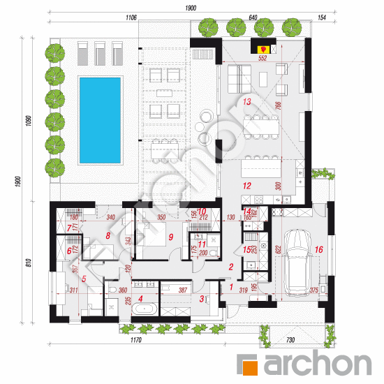 Dom w dracenach 5 (GE) | rzut parteru
