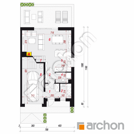 Dom w narcyzach 14 (B) | rzut parteru