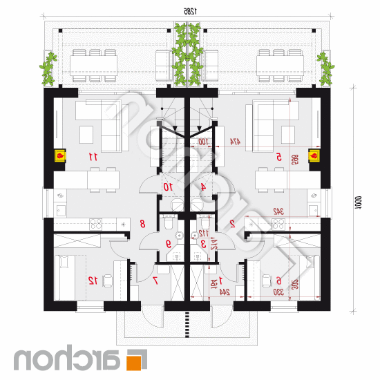 Dom w tunbergiach 8 (R2) | rzut parteru