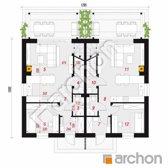 Dom w tunbergiach 8 (R2) | rzut parteru