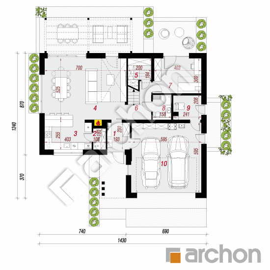 Dom w arganiach (G2E) | rzut parteru