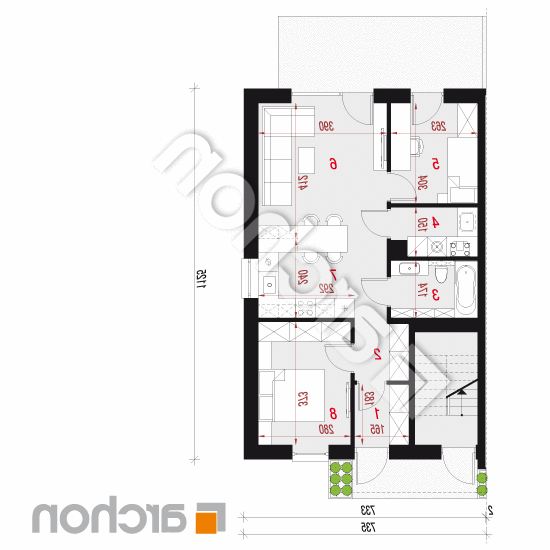Dom w bratkach 25 (R2BE) | rzut parteru