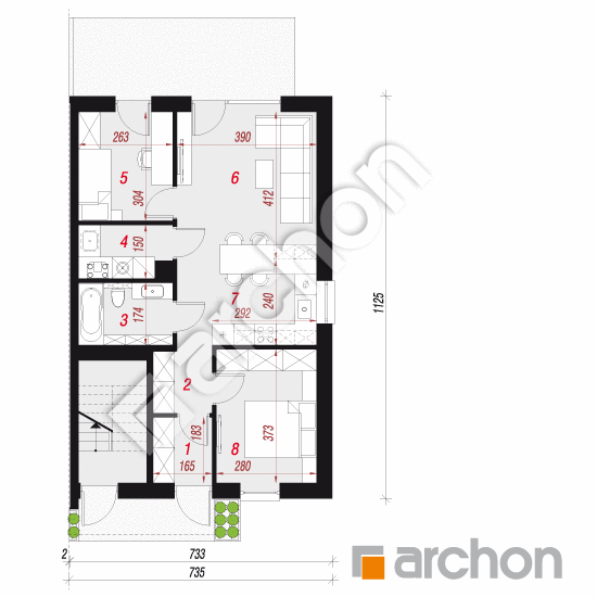 Dom w bratkach 25 (R2BE) | rzut parteru