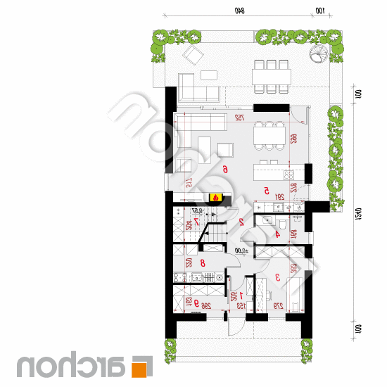 Dom w szyszkowcach 11 (E) | rzut parteru