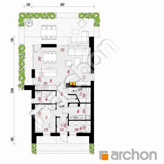 Dom w szyszkowcach 11 (E) | rzut parteru