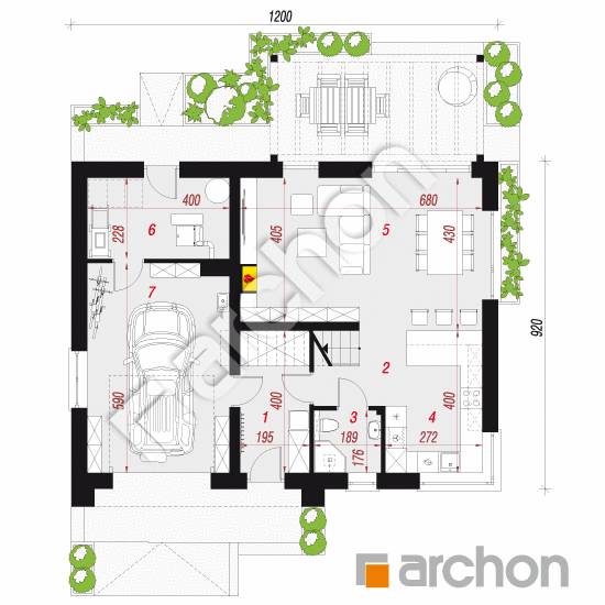 Dom w aurorach 26 (G) | rzut parteru
