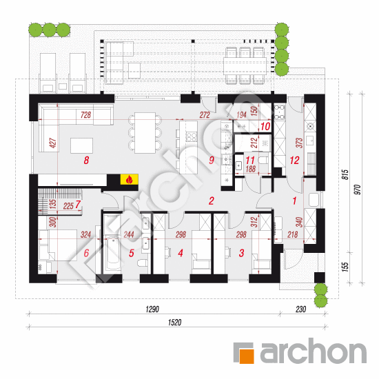 Dom w tiliach 2 (E) | rzut parteru