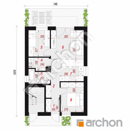 Dom w bratkach (R2E) ver.2 | rzut parteru
