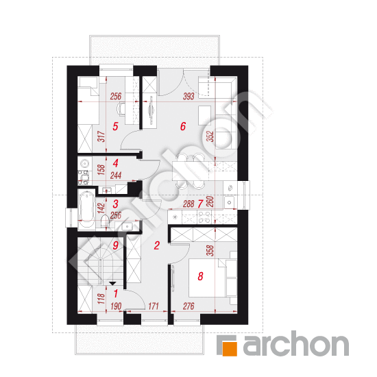 Dom w bratkach (R2E) ver.2 | rzut poddasza