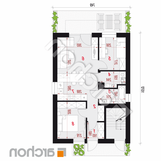 Dom w bratkach (R2E) ver.2 | rzut parteru