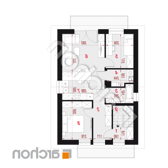Dom w bratkach (R2E) ver.2 | rzut poddasza