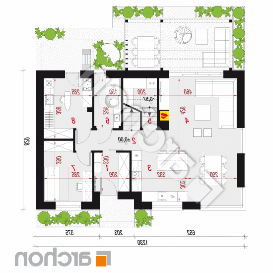 Dom w wisteriach 20 (E) | rzut parteru