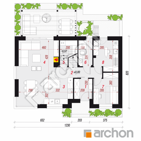 Dom w wisteriach 20 (E) | rzut parteru
