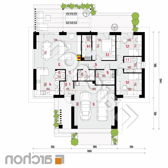 Dom w rotalach (G2E) | rzut parteru