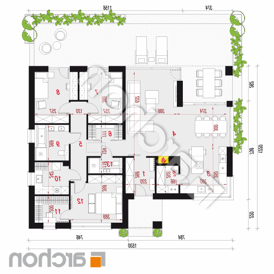 Dom w przebiśniegach 26 | rzut parteru