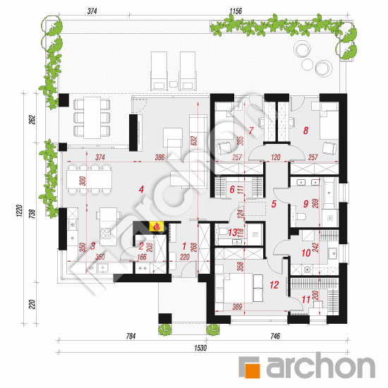 Dom w przebiśniegach 26 | rzut parteru