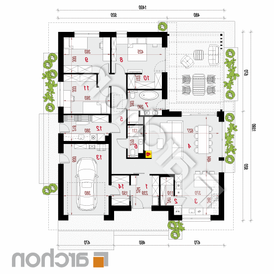 Dom w roselinach (GE) | rzut parteru