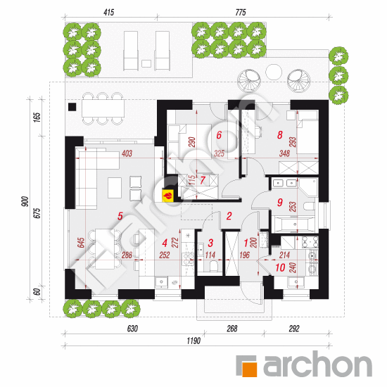 Dom w batawii (E) | rzut parteru