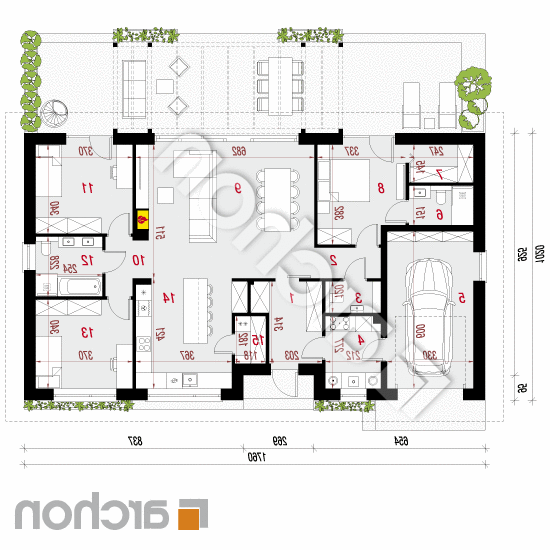 Dom pod hebanowcem 5 (GE) | rzut parteru