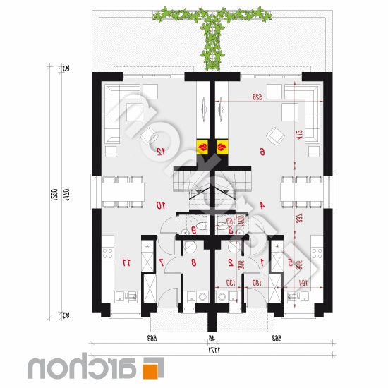 Dom pod miłorzębem 9 (R2N) ver.2 | rzut parteru