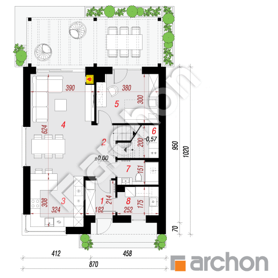 Dom w rododendronach 31 | rzut parteru