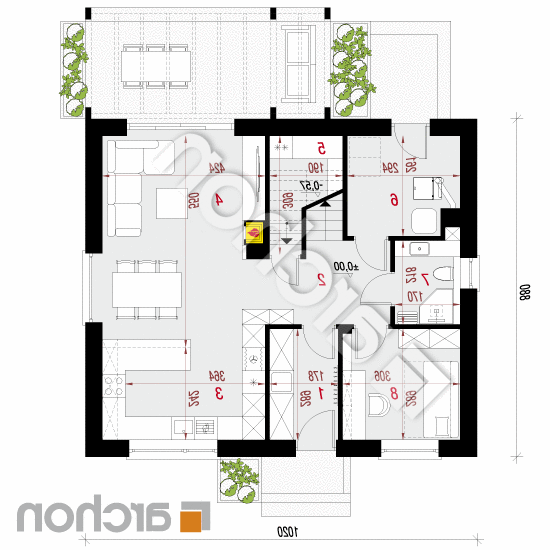 Dom w zielistkach 32 (A) | rzut parteru
