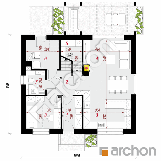 Dom w zielistkach 32 (A) | rzut parteru