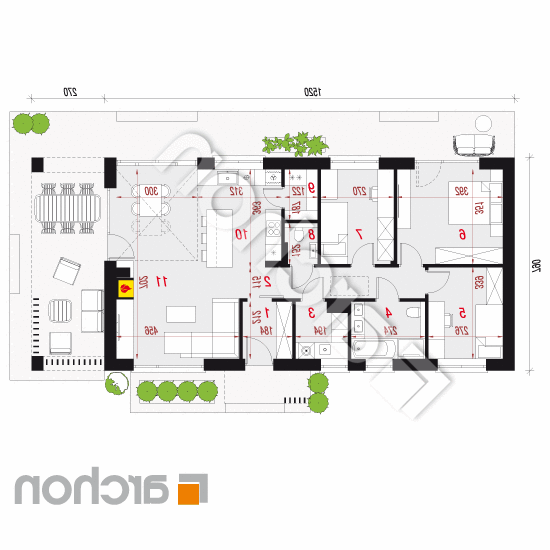 Dom w kosaćcach 22 | rzut parteru