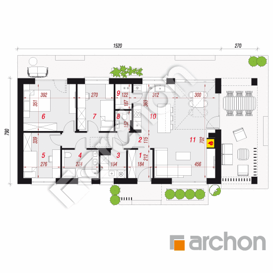 Dom w kosaćcach 22 | rzut parteru