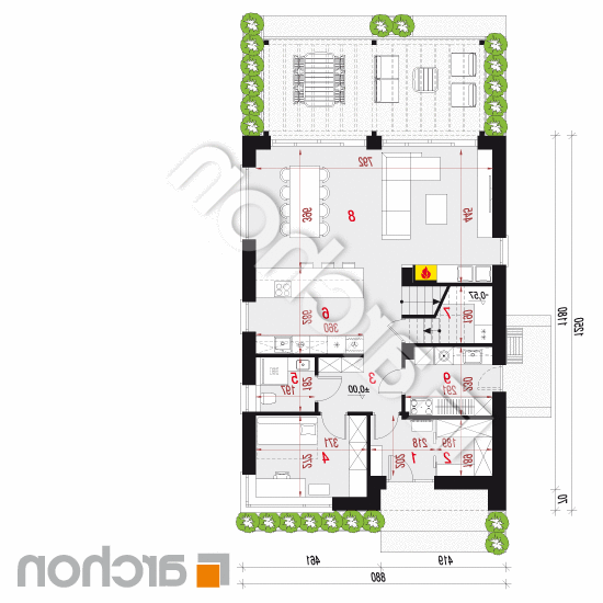 Dom w strelicjach 4 (E) | rzut parteru