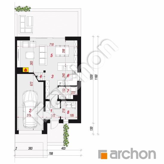 Dom w klematisach 24 (B) | rzut parteru