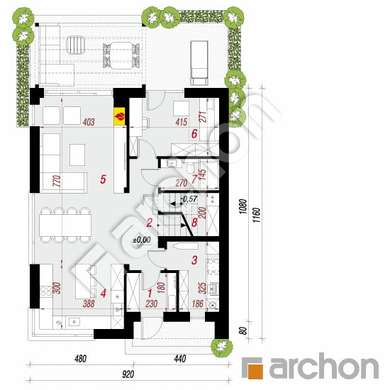 Dom w anyżku 9 (E) | rzut parteru