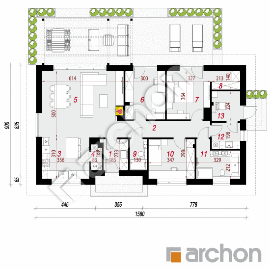 Dom w leszczynowcach 15 | rzut parteru