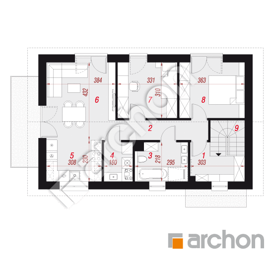 Dom w halezjach 8 (R2E) | rzut poddasza
