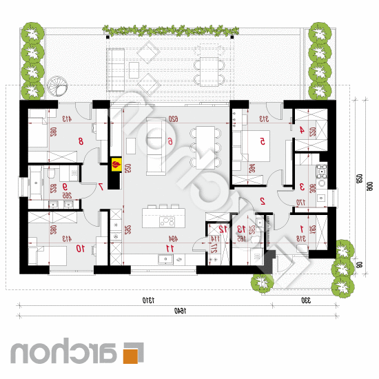 Dom w modrzewiach 10 (E) | rzut parteru