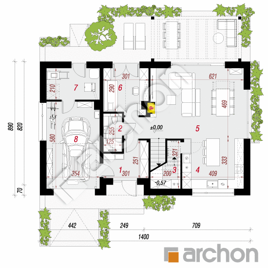 Dom w malinówkach 56 (G) | rzut parteru