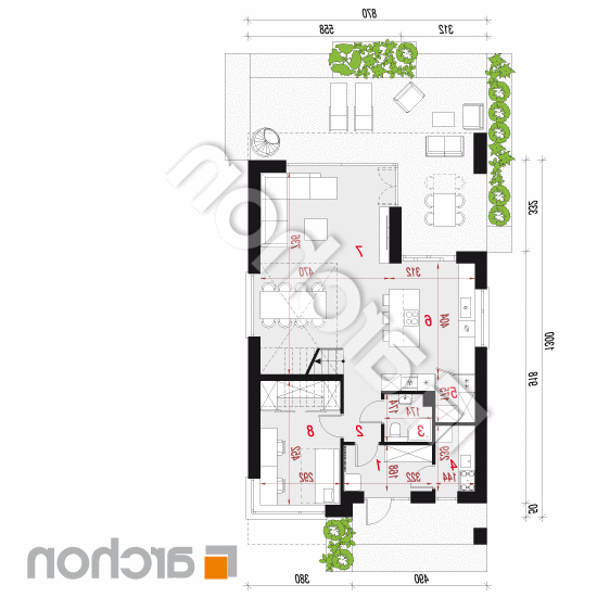 Dom w wiesiołkach 3 (E) | rzut parteru