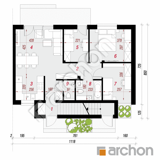 Dom w tawlinach (R2B) ver.2 | rzut parteru